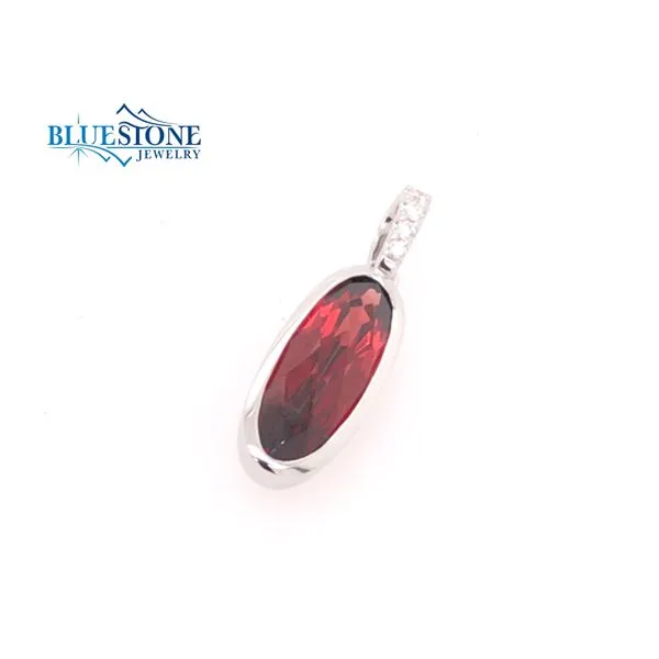 14K White Gold Pendant with Garnet and Diamonds Image 2 Bluestone Jewelry Tahoe City, CA