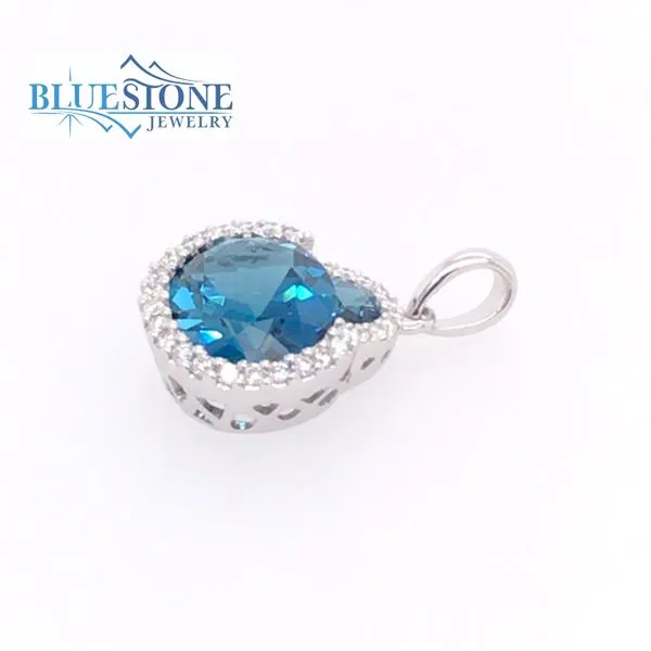 14 Karat White Gold Pendant w/ London Blue Topaz Gemstones and Diamond*Bluestone Collection* Image 3 Bluestone Jewelry Tahoe City, CA