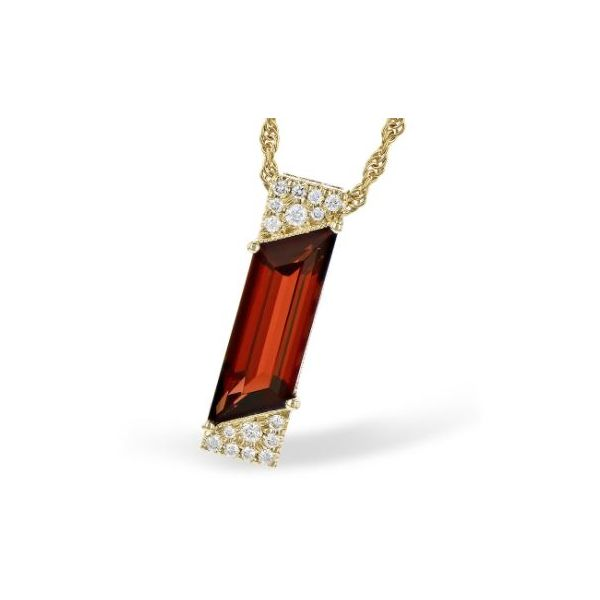 14K Yellow Gold Pendant w/Garnet Gemstone and Diamonds Image 5 Bluestone Jewelry Tahoe City, CA