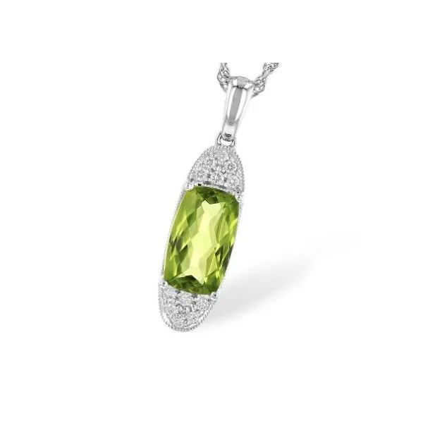 14kt White Gold Pendant w/ Peridot Gemstone & Diamonds Image 2 Bluestone Jewelry Tahoe City, CA
