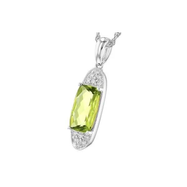 14kt White Gold Pendant w/ Peridot Gemstone & Diamonds Bluestone Jewelry Tahoe City, CA