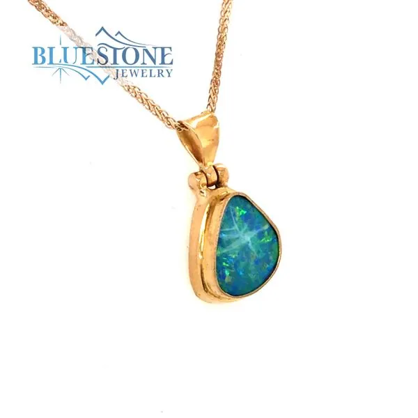 18K Yellow Gold Pendant with an Australian Opal Image 2 Bluestone Jewelry Tahoe City, CA