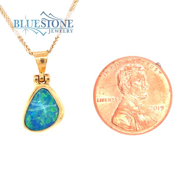18K Yellow Gold Pendant with an Australian Opal Image 3 Bluestone Jewelry Tahoe City, CA