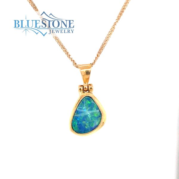 18K Yellow Gold Pendant with an Australian Opal Bluestone Jewelry Tahoe City, CA