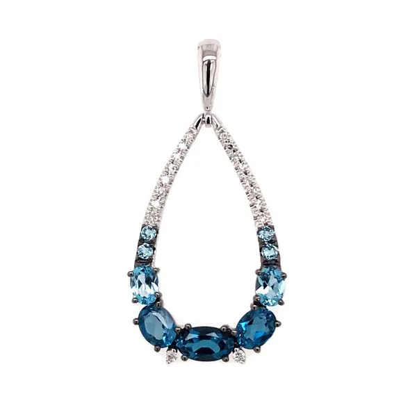 14kt White Gold Topaz and Diamond Pendant Bluestone Jewelry Tahoe City, CA