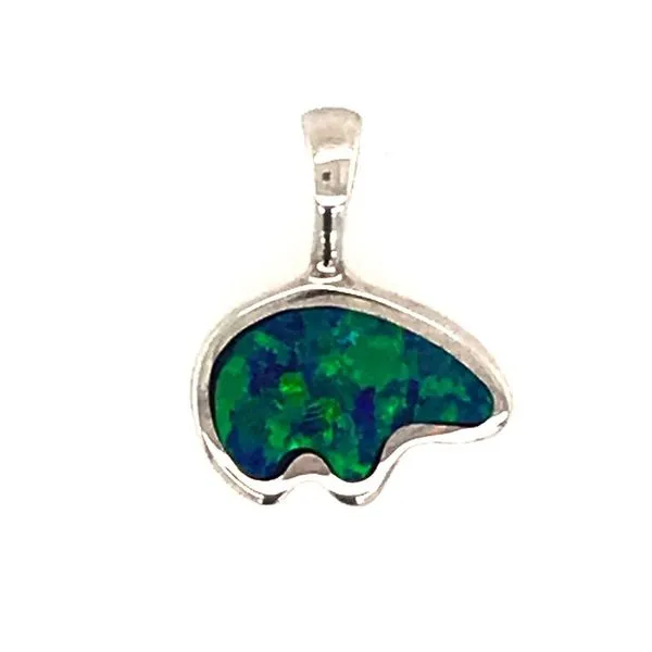 Small Silver Lab Grown Opal Bear Pendant Bluestone Jewelry Tahoe City, CA