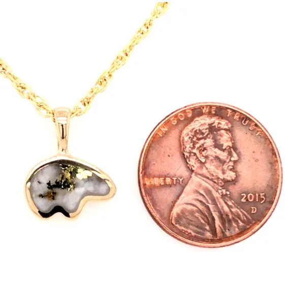 Small 14kt Yellow Gold Bear Pendant with Gold Quartz Image 2 Bluestone Jewelry Tahoe City, CA