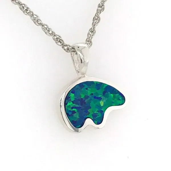 Medium Sterling Silver California Bear Opal Pendant Image 2 Bluestone Jewelry Tahoe City, CA