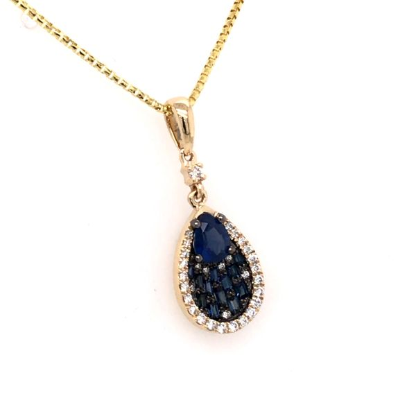 14 Karat Yellow Gold Pendant with Blue Sapphires & Diamonds Image 2 Bluestone Jewelry Tahoe City, CA