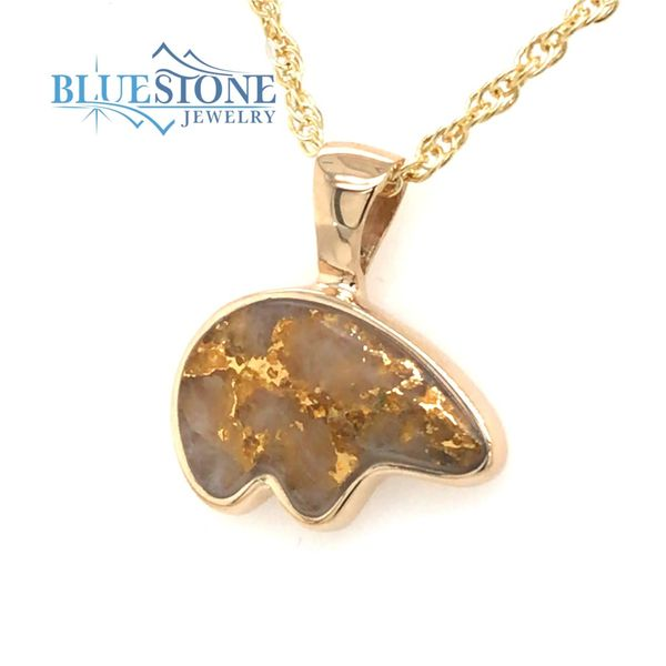14K Yellow Gold Bear Pendant with Gold Quartz Image 2 Bluestone Jewelry Tahoe City, CA