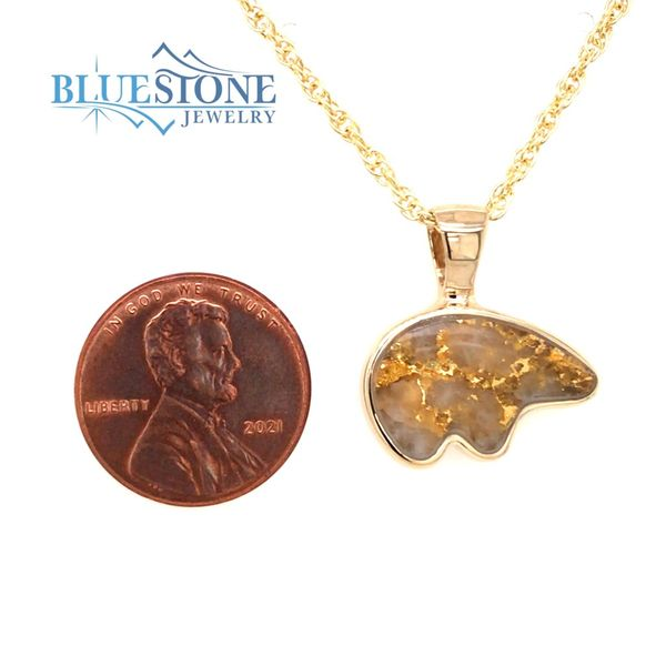 14K Yellow Gold Bear Pendant with Gold Quartz Image 3 Bluestone Jewelry Tahoe City, CA