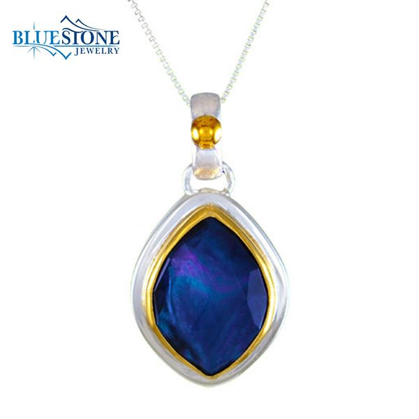 Silver & Gold Necklace with Mother of Pearl Bluestone Jewelry Tahoe City, CA