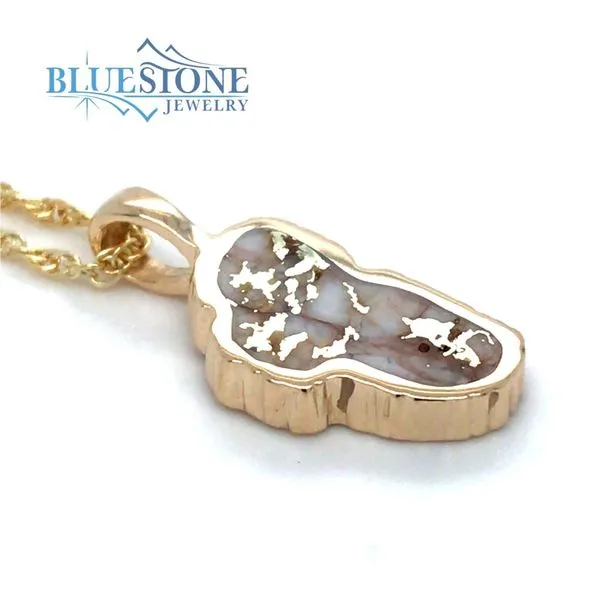 Medium 14 Karat Yellow Gold Lake Tahoe Pendant with Gold Quartz Gemsto Image 2 Bluestone Jewelry Tahoe City, CA