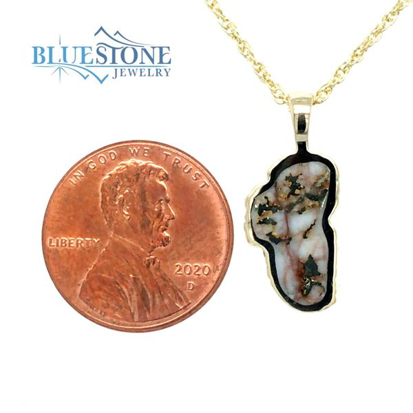 Medium 14 Karat Yellow Gold Lake Tahoe Pendant with Gold Quartz Gemsto Image 3 Bluestone Jewelry Tahoe City, CA