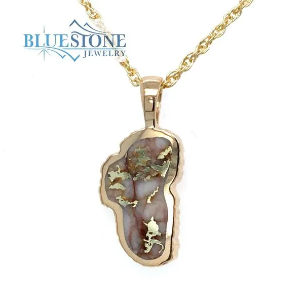 Medium 14 Karat Yellow Gold Lake Tahoe Pendant with Gold Quartz Gemsto Bluestone Jewelry Tahoe City, CA