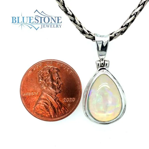 Small Silver Ethiopian Opal Pendant on a Handwoven Chain Image 3 Bluestone Jewelry Tahoe City, CA