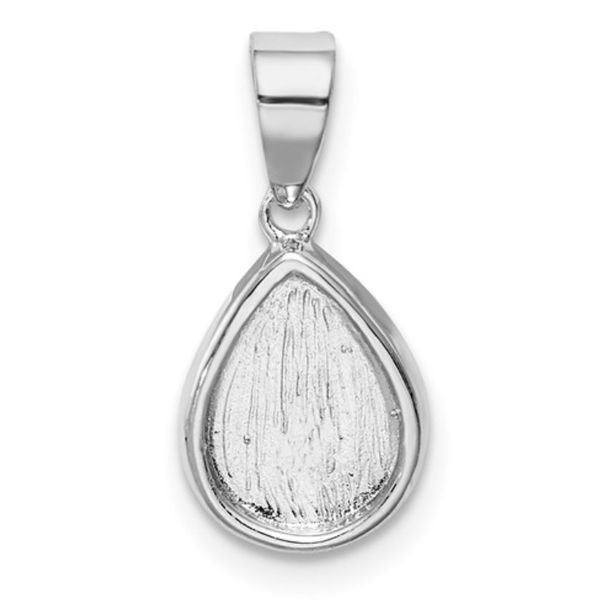 Sterling Silver Rhodium Plated Tear Drop Pendant with One Lab Created Image 4 Bluestone Jewelry Tahoe City, CA