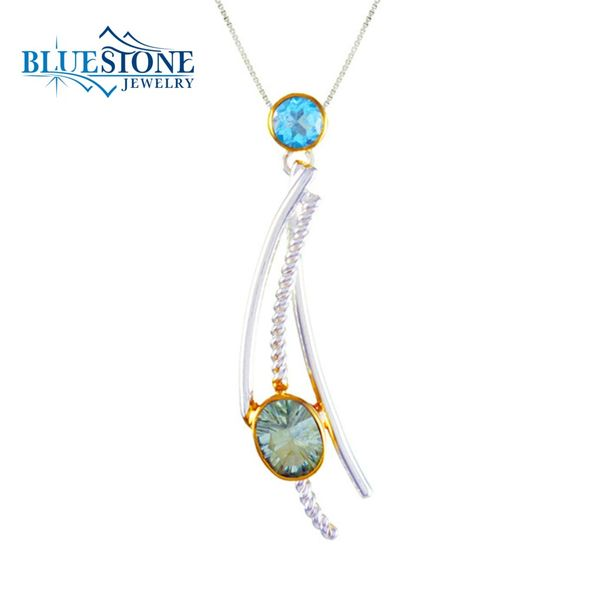 Two-Tone Sterling Silver & 22 Karat Yellow Gold Vermeil Pendant with S Bluestone Jewelry Tahoe City, CA