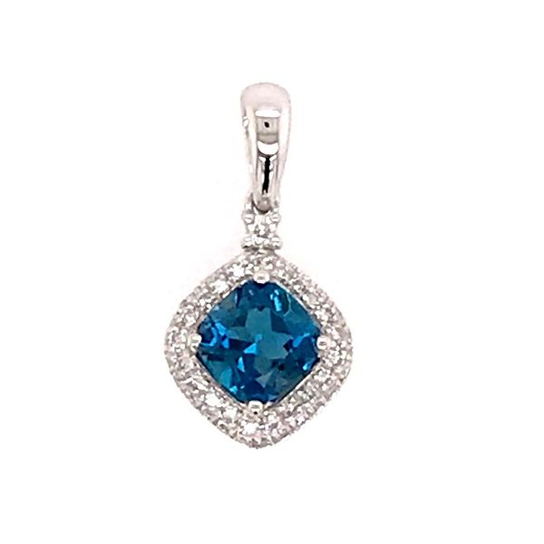 14 Karat White Gold Pendant with a 0.70 Carat Square Cushion Cut Londo Bluestone Jewelry Tahoe City, CA