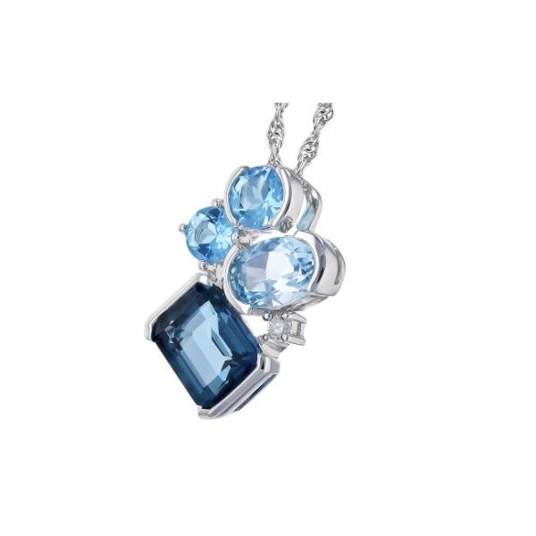 14 Karat White Gold Pendant with One Emerald Cut London Blue Topaz, 2 Image 2 Bluestone Jewelry Tahoe City, CA