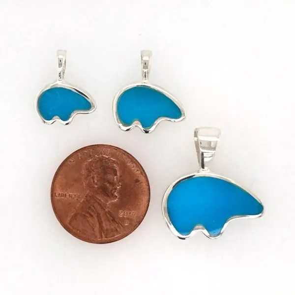 Medium Sterling Silver California Bear Pendant with Turquoise Inlay Image 3 Bluestone Jewelry Tahoe City, CA