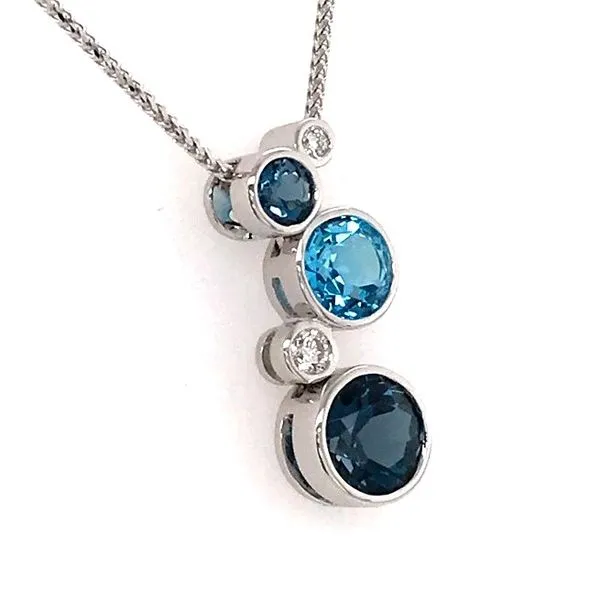 14 Karat White Gold Pendant with 2.30 Carats Total Weight of Round Blu Image 2 Bluestone Jewelry Tahoe City, CA