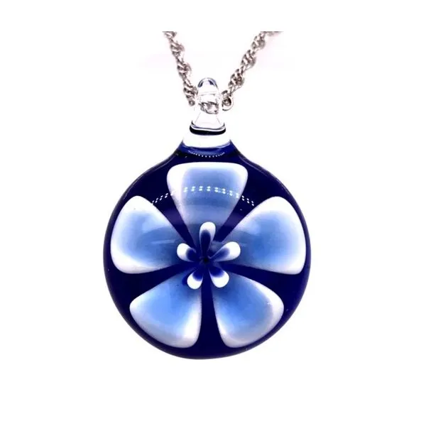 Blue Flower Glass Pendant Bluestone Jewelry Tahoe City, CA