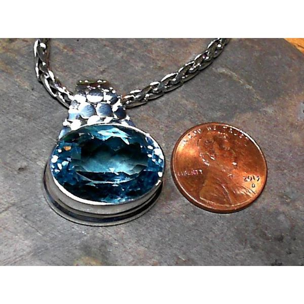 Sterling Silver Necklace Length 19 With One Oval Blue Topaz Image 2 Bluestone Jewelry Tahoe City, CA