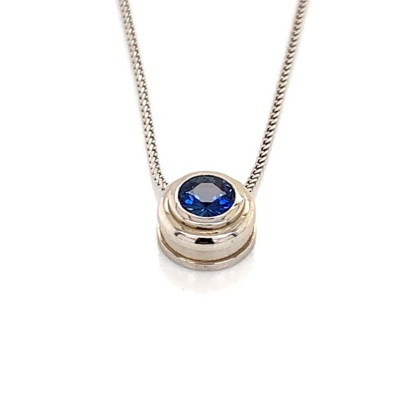 14 Karat White Gold Necklace with a 0.82 Carat Round Blue/Purple Ceylon Sapphire Image 4 Bluestone Jewelry Tahoe City, CA