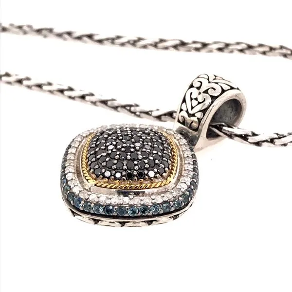 Silver & Gold Pendant with Sapphires and Diamonds on Chain Image 2 Bluestone Jewelry Tahoe City, CA