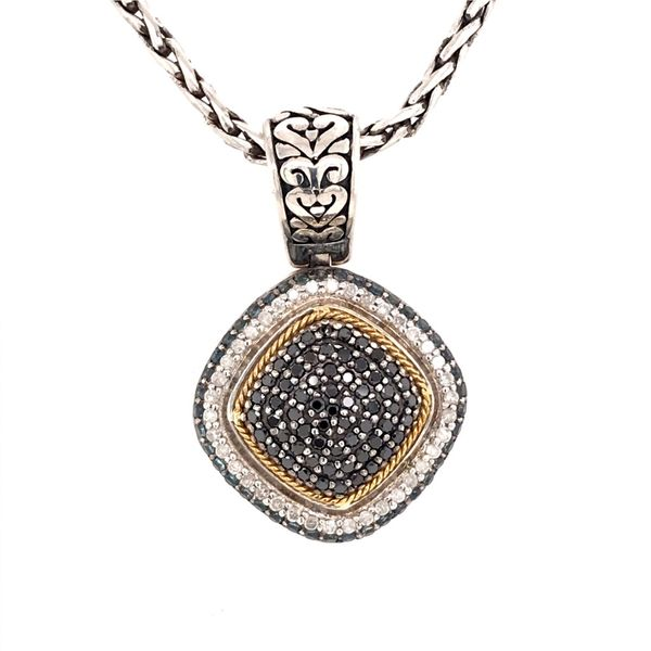 Silver & Gold Pendant with Sapphires and Diamonds on Chain Bluestone Jewelry Tahoe City, CA
