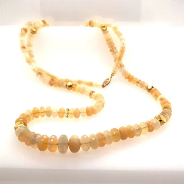 Beaded Ethiopian Opal and Citrine Necklace 30" Bluestone Jewelry Tahoe City, CA