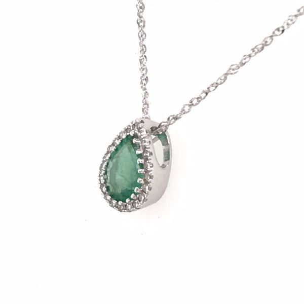 14 Karat White Gold Emerald and Diamond Necklace Image 2 Bluestone Jewelry Tahoe City, CA