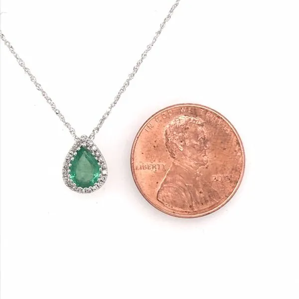 14 Karat White Gold Emerald and Diamond Necklace Image 3 Bluestone Jewelry Tahoe City, CA