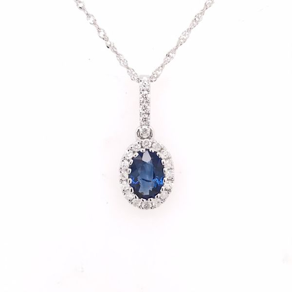 14 Karat White Gold London Blue Topaz and Diamond Necklace Bluestone Jewelry Tahoe City, CA
