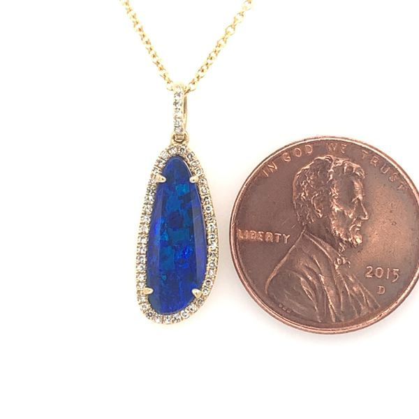 14K Yellow Gold Necklace w/ Opal & Diamonds Image 3 Bluestone Jewelry Tahoe City, CA