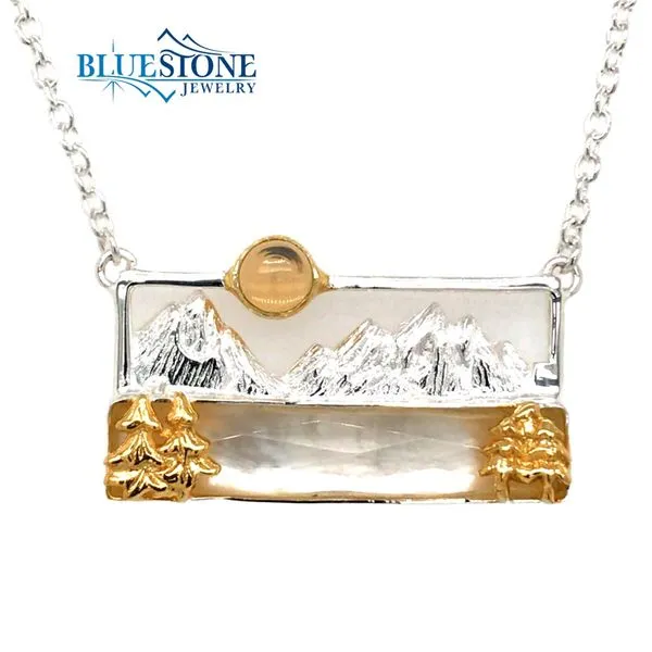 Silver & Gold Necklace with Mother of Pearl and Ethiopian Opal Image 3 Bluestone Jewelry Tahoe City, CA