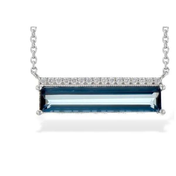 14k White Gold Necklace with London Blue Topaz and Diamonds Bluestone Jewelry Tahoe City, CA