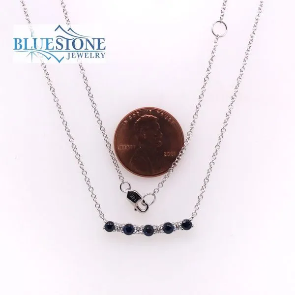 14K White Gold Necklace w/ Blue Sapphires and Diamonds Image 2 Bluestone Jewelry Tahoe City, CA