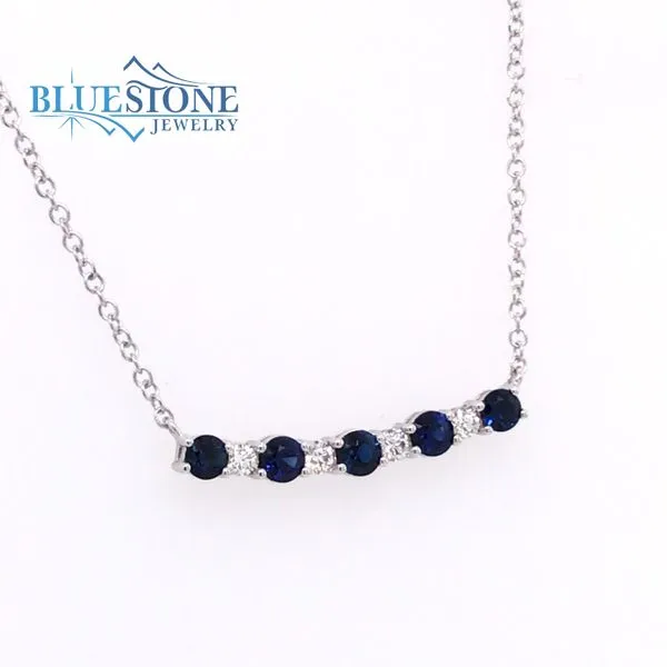 14K White Gold Necklace w/ Blue Sapphires and Diamonds Image 3 Bluestone Jewelry Tahoe City, CA