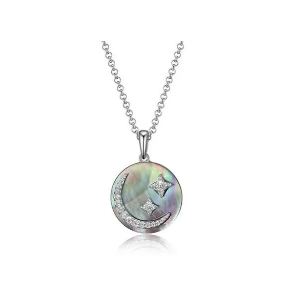 Silver Necklace with Mother of Pearl, CZs and Ruby Image 2 Bluestone Jewelry Tahoe City, CA