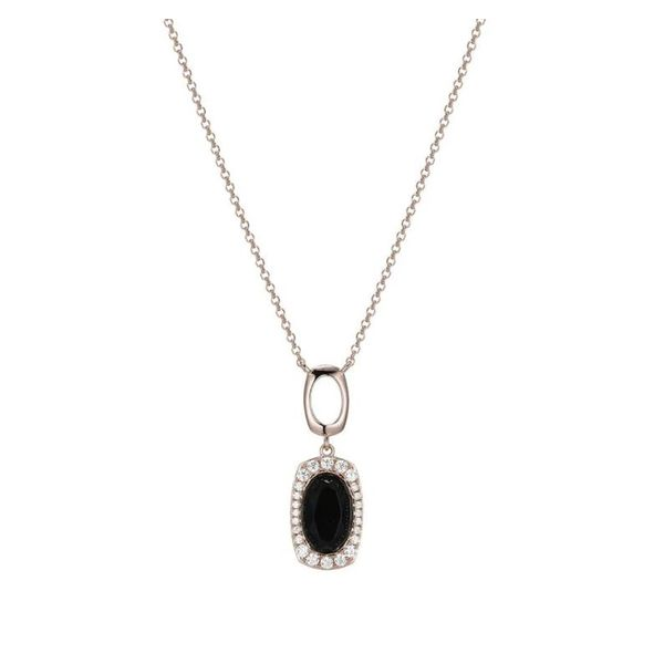 Silver w/ 14K Rose Gold  Necklace w/ Black Agate and CZ's Bluestone Jewelry Tahoe City, CA