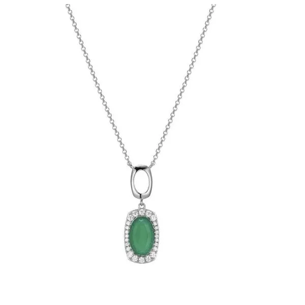 Silver w/ Rhodium  Necklace w/ Chrysoprase and CZ's Bluestone Jewelry Tahoe City, CA