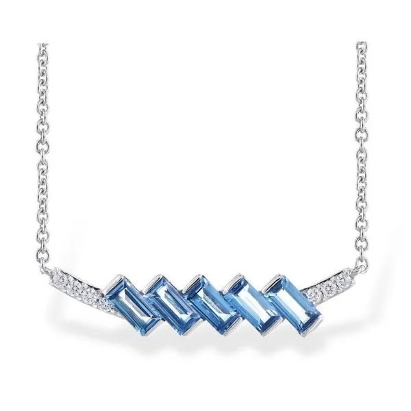 14kt White Gold Necklace with Blue Topazes and Diamonds Bluestone Jewelry Tahoe City, CA