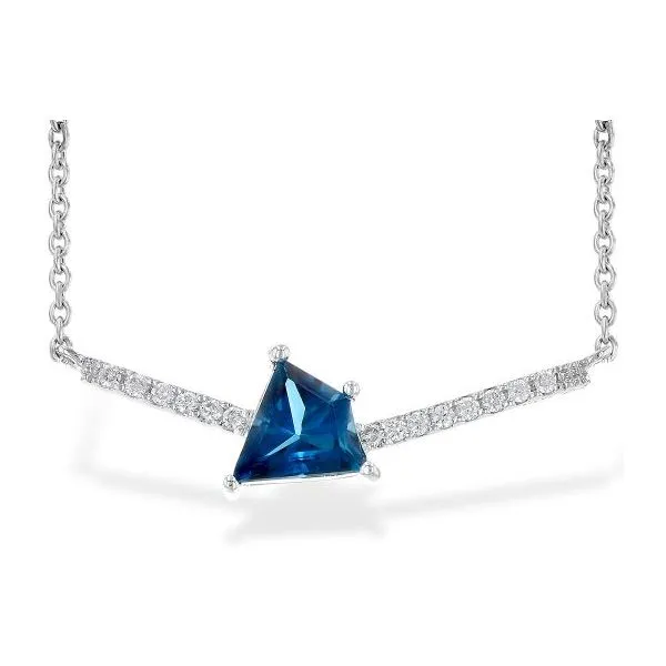 14 Karat White Gold 16 inch Necklace w/London Blue Topaz & Diamonds Bluestone Jewelry Tahoe City, CA