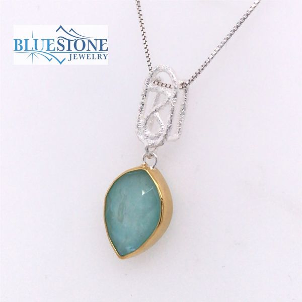 Silver & Gold Necklace with Mother of Pearl Image 2 Bluestone Jewelry Tahoe City, CA