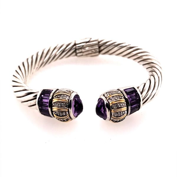 Silver & Gold Bracelet with Diamonds and Amethyst Bluestone Jewelry Tahoe City, CA