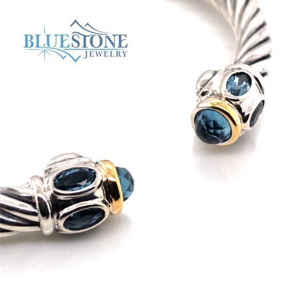Silver & Gold Bracelet with London Blue Topazes Image 2 Bluestone Jewelry Tahoe City, CA