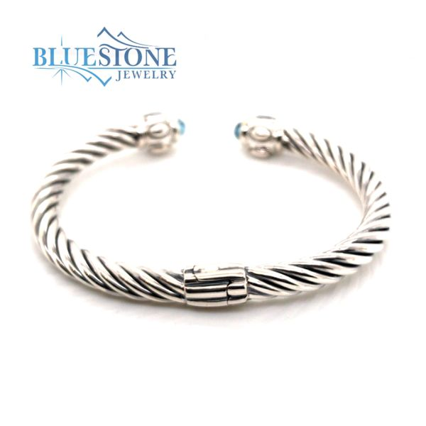 Silver & Gold Bracelet with London Blue Topazes Image 3 Bluestone Jewelry Tahoe City, CA