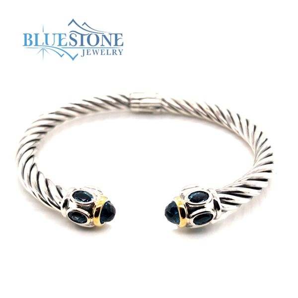 Silver & Gold Bracelet with London Blue Topazes Bluestone Jewelry Tahoe City, CA